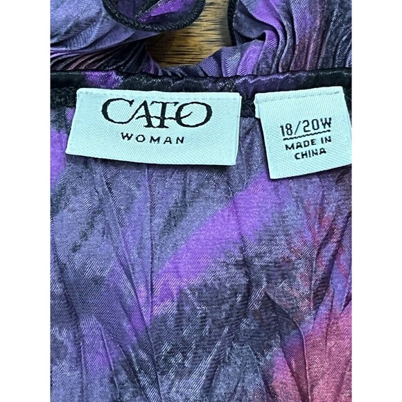 Cato Women’s 18/20W Button Down Ruffle Front Royal Purple Sleeveless Blouse - Picture 4 of 11